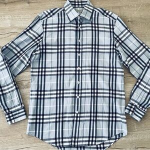 Burberry London Light Blue Mega Check Button Down Shirt - XXL